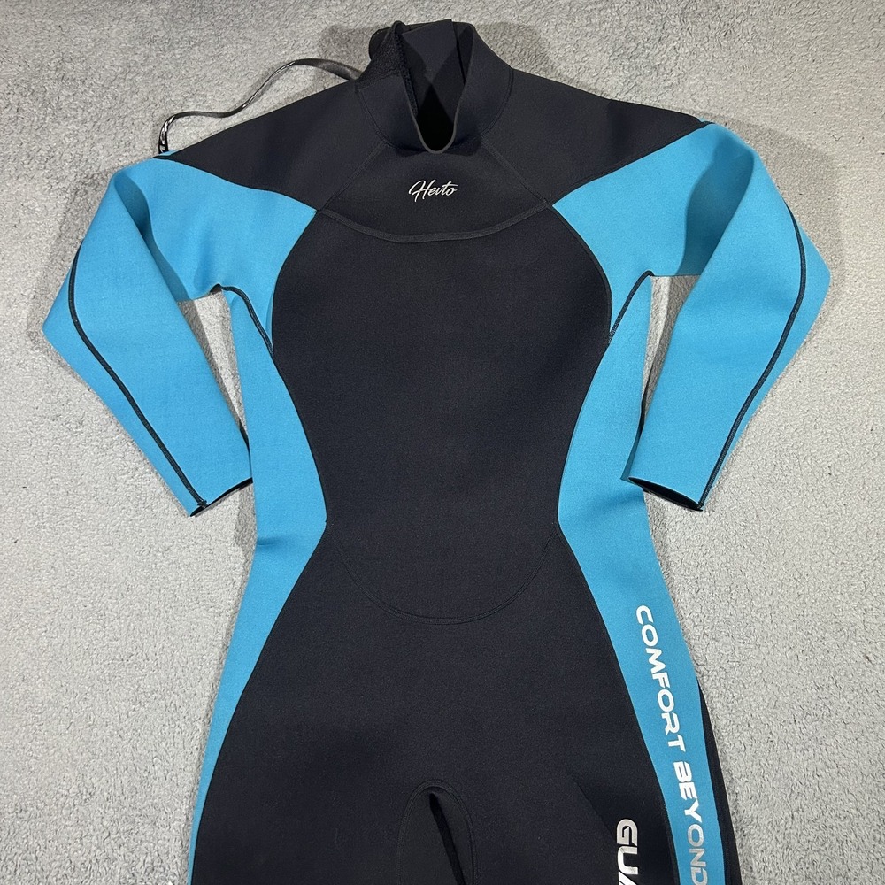Hevto Guardian 1 Wetsuit Full Body 3/2mm Neoprene Black/Teal Surf Dive Suit 2XL